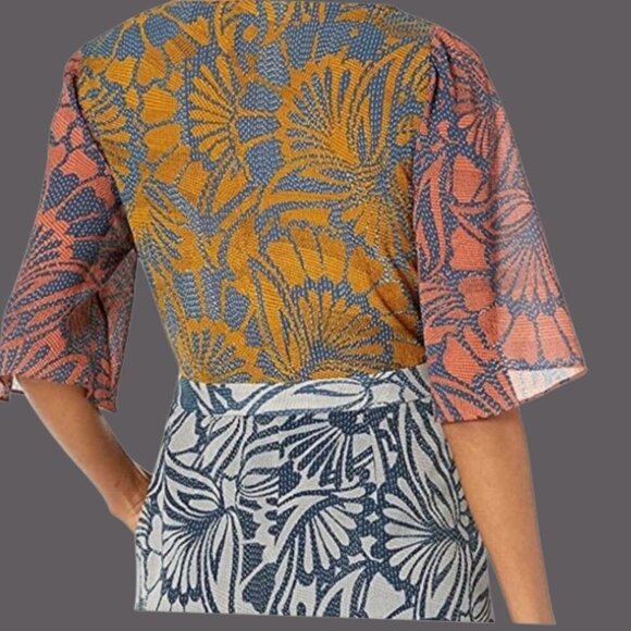 BCBGMAXAZRIA Ivy Floral Print Blocked Tie Front Woven Romper Multicolor Xsmall - Picture 6 of 16